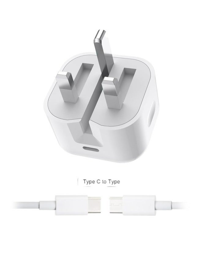 Wall Charger For I Phone 15 Pro Max 20W USB Type - C Power Adapter Charger (USB Type - C to Type - C) USB-C Woven Charge Cable - Image 2