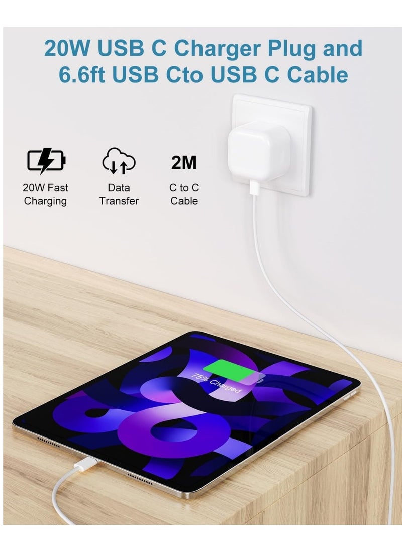 Wall Charger For I Phone 15 Pro Max 20W USB Type - C Power Adapter Charger (USB Type - C to Type - C) USB-C Woven Charge Cable - Image 5