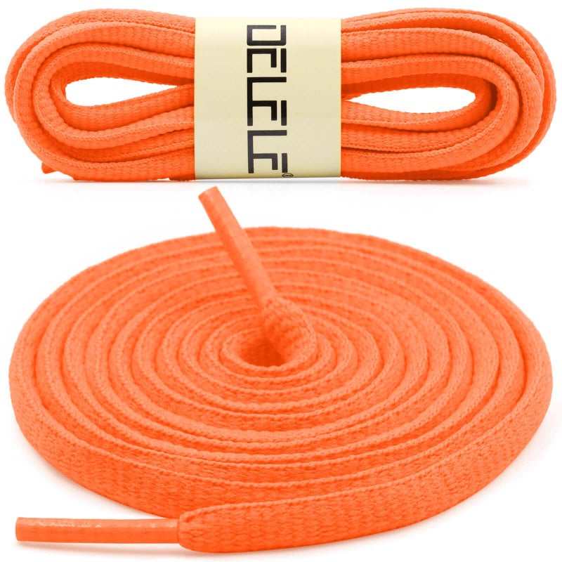 DELELE 2Pair Oval Shoes laces 42 Colors Half Round 1/4" Athletic ShoeLaces for Sport/Running Shoes Shoe Strings Fluorescent Orange -45 inch - Image 2