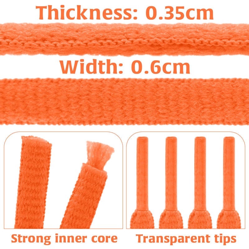 DELELE 2Pair Oval Shoes laces 42 Colors Half Round 1/4" Athletic ShoeLaces for Sport/Running Shoes Shoe Strings Fluorescent Orange -45 inch - Image 3
