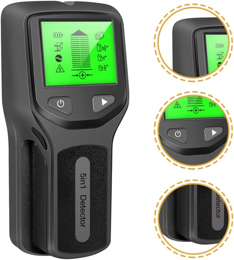 كلاراكو klarako Metal Detector Stud Scanner Stud Finder Stud Sensor Wall Metal Finder Wall Metal Scanner Detector de oro y Plata 5 in 1 Wall Detector Wall Stud Display Screen Electronic - Image 1