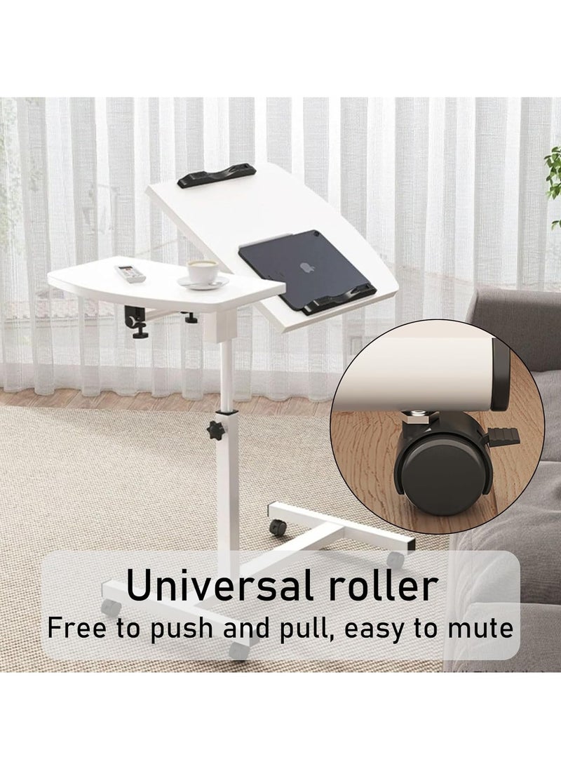 Beauenty - Mobile Adjustable Height Laptop Stand,Tiltable Computer Desk Notebook Swivel Laptop Desk Rolling Table Desk,Mobile Computer Workstation for Office, Home，Shcool (white) - Image 1