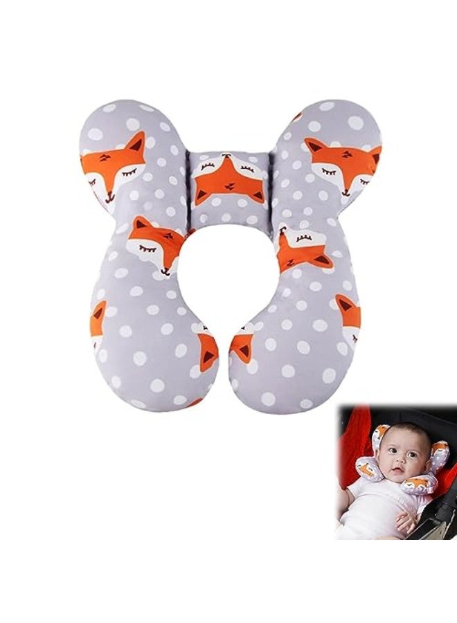وسادة دعم رأس الأطفال X Spring، وسادة سفر للأطفال، وسادة دعم الرأس والرقبة، وسادة على شكل حرف U، وسادة دعم الرأس والرقبة، وسادة تثبيت رأس الطفل للسفر بالطائرات والسيارات والرحلات الخارجية (ثعلب) - Image 1