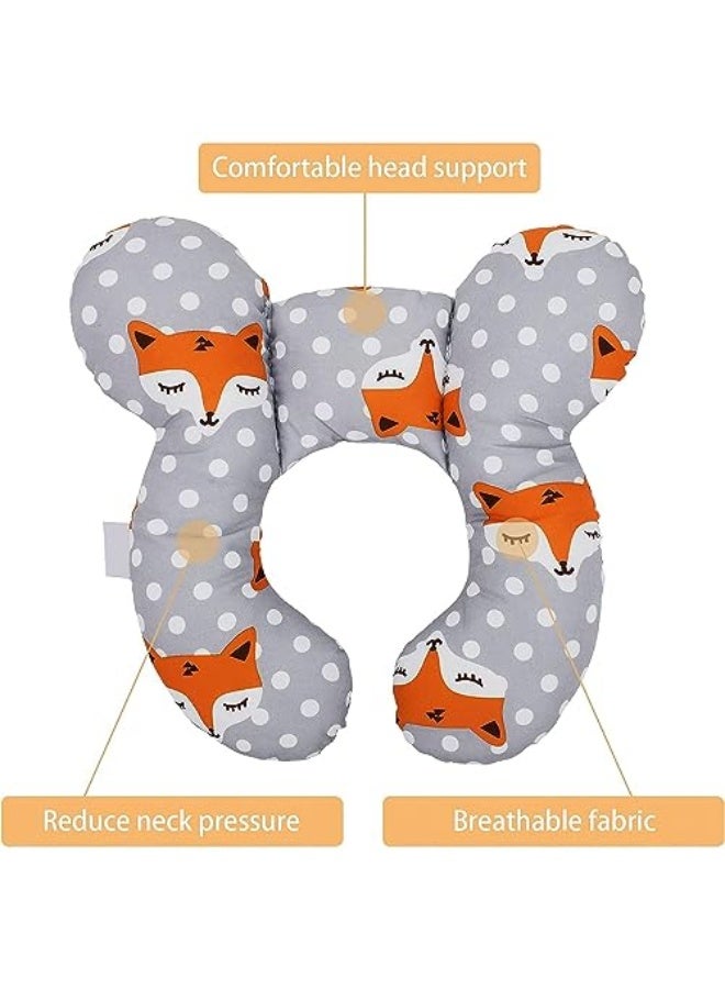 وسادة دعم رأس الأطفال X Spring، وسادة سفر للأطفال، وسادة دعم الرأس والرقبة، وسادة على شكل حرف U، وسادة دعم الرأس والرقبة، وسادة تثبيت رأس الطفل للسفر بالطائرات والسيارات والرحلات الخارجية (ثعلب) - Image 2