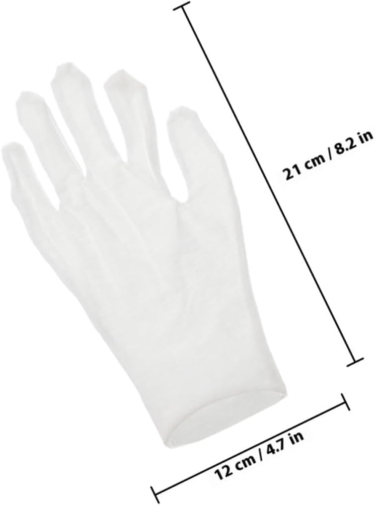 White Cotton Moisturizing Overnight Gloves 12 Pairs Medium Thickness for Dry Hands Sleeping Treatment Soft Working Gloves for Adults - Image 2