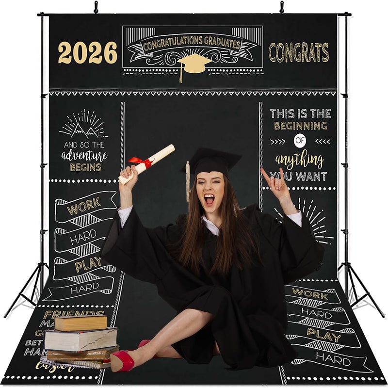 Mocsicka Graduate Backdrop 5x7ft - Class of 2026 Graduation Party Background, Congratulations Grad Photography Backdrop - Image 5
