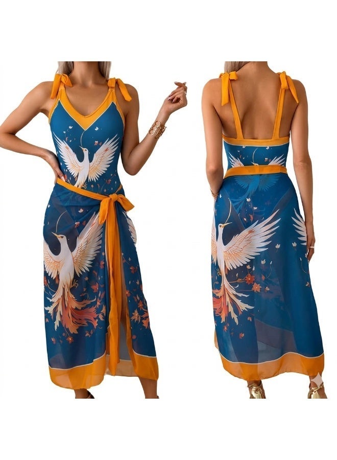 Showday European American Women's Bikini Bathing Suit Women's One Piece Swimsuit with Beach Cover up Wrap Skirt Floral Tummy Control Tankini Set 2 Piece Swimsuit Outfits - Image 1