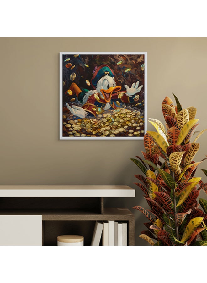 آرت دیکور  ديكور فني مؤطر بطباعة مربعة من الفن الجميل لدونالد داك فن البوب ​​موضوع المال، شخصية كرتونية مميزة عمل فني نابض بالحياة فن البوب ​​يطبع ديكور الحائط لغرفة المعيشة وغرفة النوم والمكتب والاستوديو وديكور المنزل - Image 2
