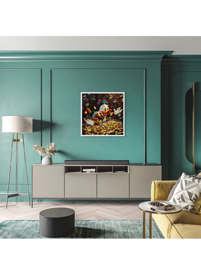 آرت دیکور  ديكور فني مؤطر بطباعة مربعة من الفن الجميل لدونالد داك فن البوب ​​موضوع المال، شخصية كرتونية مميزة عمل فني نابض بالحياة فن البوب ​​يطبع ديكور الحائط لغرفة المعيشة وغرفة النوم والمكتب والاستوديو وديكور المنزل - Image 3