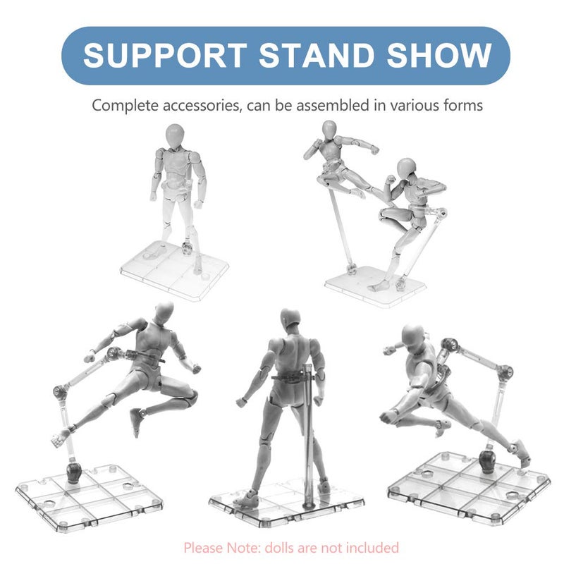 XISTEST Action Figure Stand, 10 PCS Assembly Action Figure Display Holder Base Doll Model Support Stand Compatible with HG RG SD SHF Gundam 1/144 Toy Clear - Image 3