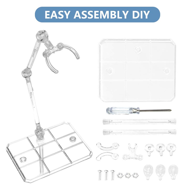 XISTEST Action Figure Stand, 10 PCS Assembly Action Figure Display Holder Base Doll Model Support Stand Compatible with HG RG SD SHF Gundam 1/144 Toy Clear - Image 5