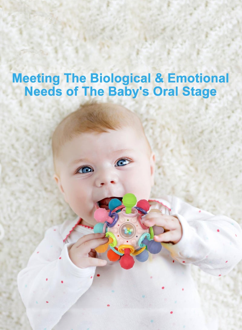 Baby Teething Toys, Baby Sensory Toys, Suitable for 0-6 6-12 Months, Suitable for 1 Year Old Boys Girls Infant Newborn 0 3 6 9 12 18 Months Toys, Baby Rattle Chew Toy - Pink - Image 2