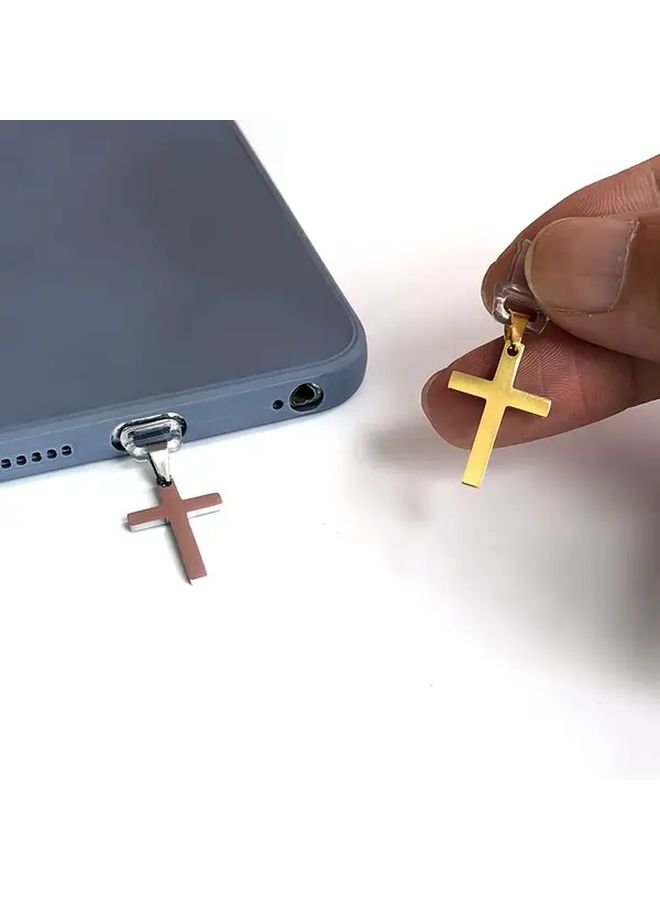 Black Stainless Steel Phone Dust Plug For Type C Charging Port With Lanyard - Image 3