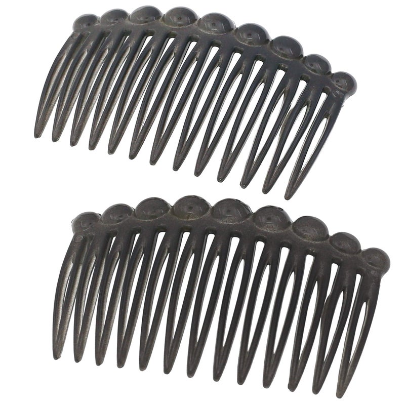 Camila Paris CP3034 French Hair Side Comb Small Rounded Gray French Twist Hair Combs Decorative Strong Hold Hair Clips for Women Bun Chignon UpDo Styling Girls Hair Accessories Made in France