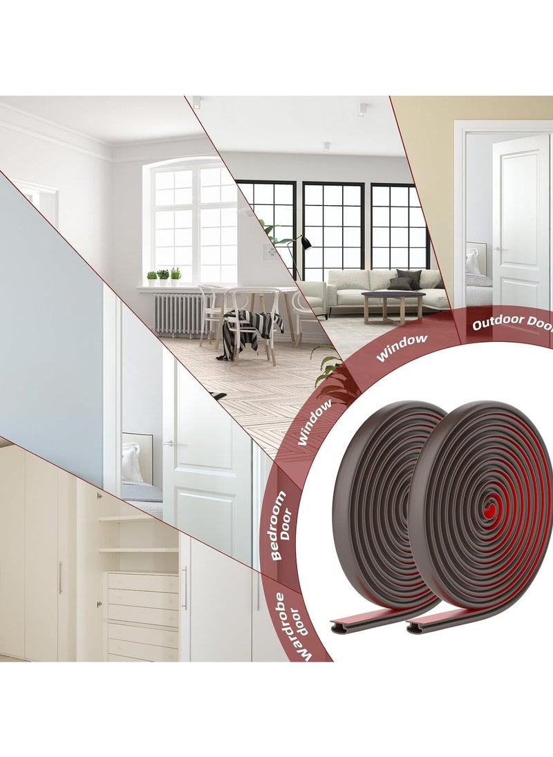 Vparty - Door Weather Stripping Door Seal Strip,Self-Adhesive Rubber Door Insulation Weather Strip for Window and Door Soundproofing D Shape,for Door Frame Gap Blocker 19.7Feet - Image 1