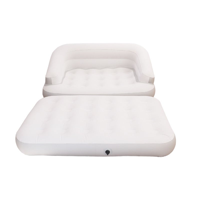 Cream Velvet 5-in-1 Inflatable Sofa for Outdoor Camping - Portable Lounge Chair with Tent & 5th Gen Square Pump - Image 5