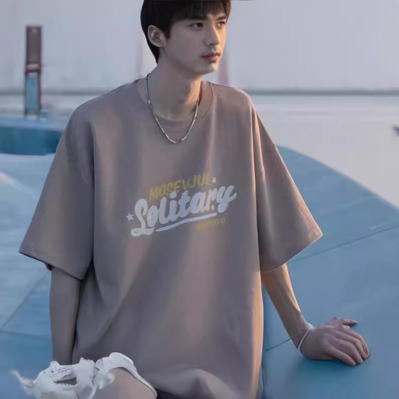 American Style Retro Short-sleeved T-shirt Men's Summer New Arrival cityboy Hong Kong Style Japanese Alphabet Printed Loose Half-sleeved T-shirt - Image 5