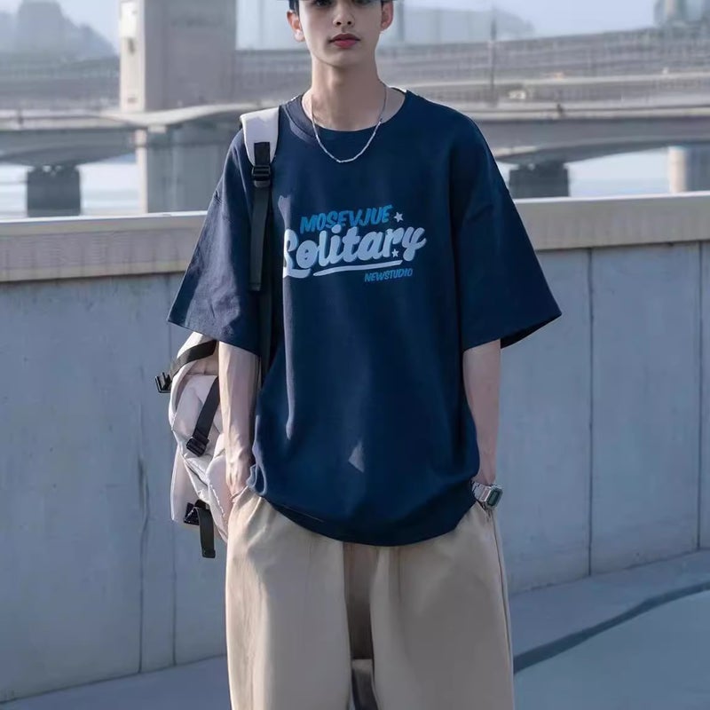American Style Retro Short-sleeved T-shirt Men's Summer New Arrival cityboy Hong Kong Style Japanese Alphabet Printed Loose Half-sleeved T-shirt - Image 4