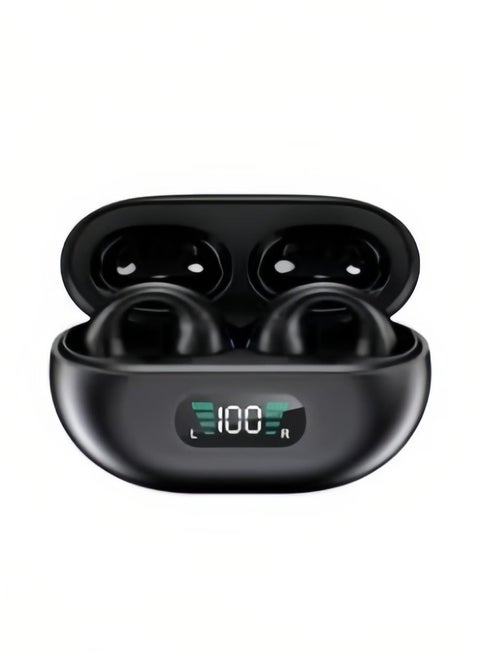 Ear Clip Bone Conduction Earbuds Open Ears Headphones Elegant Black
