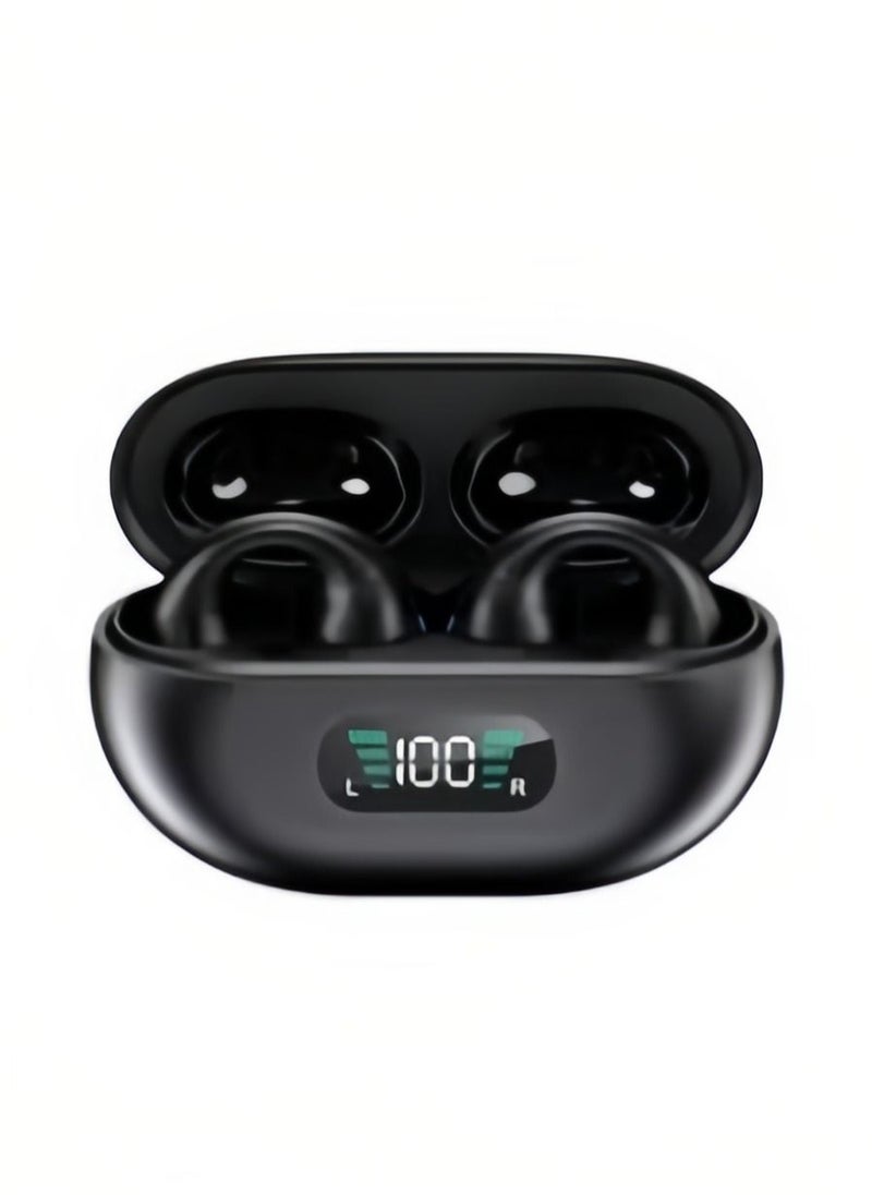 TWS - Ear Clip Bone Conduction Earbuds Open Ears Headphones Elegant Black - Image 1