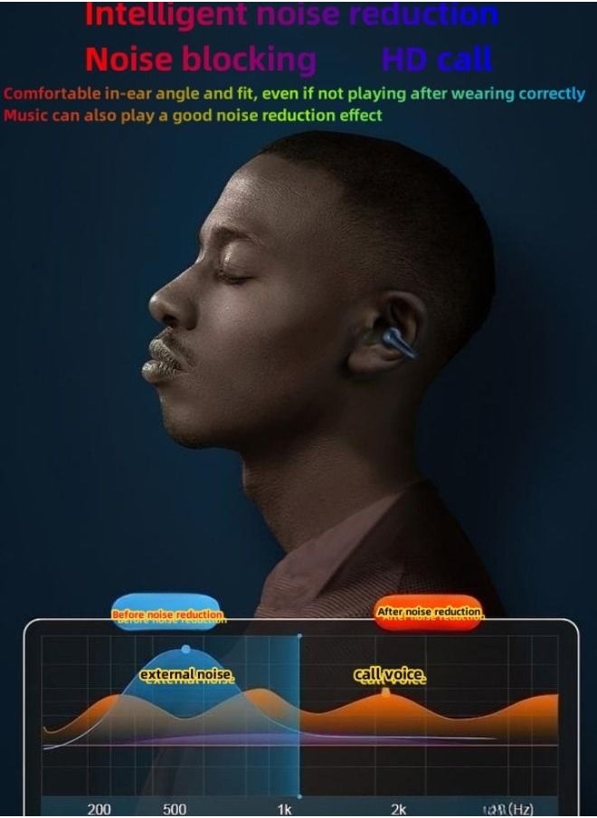 TWS - Ear Clip Bone Conduction Earbuds Open Ears Headphones Elegant Black - Image 1