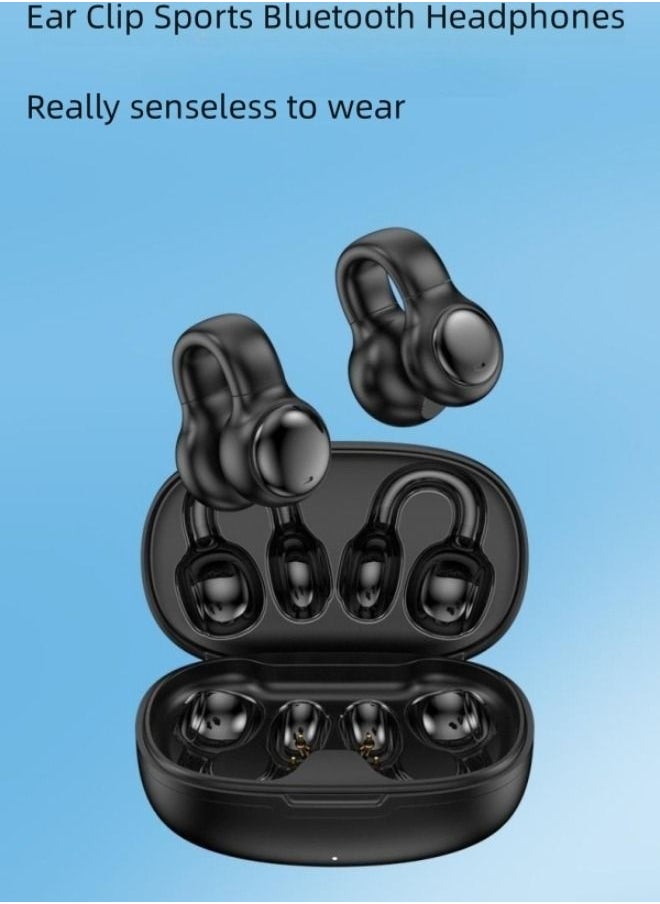 TWS - Ear Clip Bone Conduction Earbuds Open Ears Headphones Elegant Black - Image 1