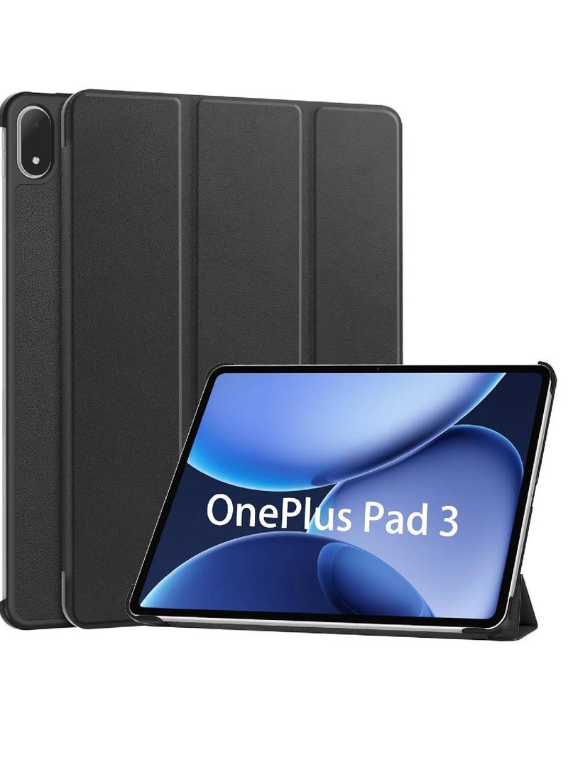 ZOOMEE Case for OnePlus Pad 3, Ultra Slim Lightweight Folding Smart Cover PU Protective Case (Auto Sleep/Wake), Black - Image 1