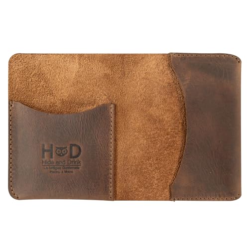 Hide & Drink, Leather Bifold Card Holder, Holds Up to 6 Cards/Organizer/Case/Wallet, Handmade Includes 101 Year Warranty :: Bourbon Brown - Image 1