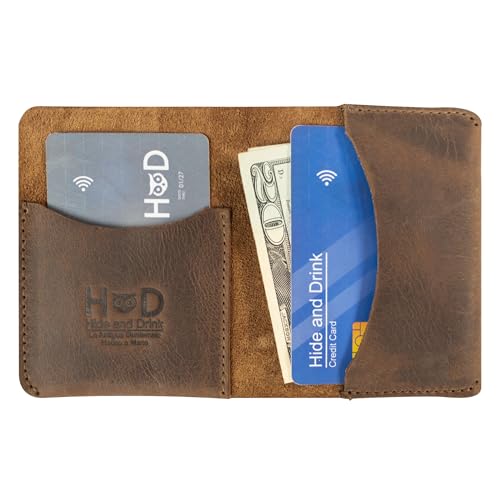 Hide & Drink, Leather Bifold Card Holder, Holds Up to 6 Cards/Organizer/Case/Wallet, Handmade Includes 101 Year Warranty :: Bourbon Brown - Image 2
