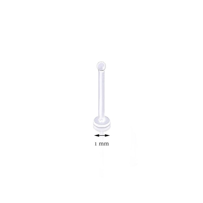 Lxnoap 20G Clear Bioflex Flat Top Nose Ring Stud Retainer Body Piercing Jewelry Allergy Free, Metal Free (Bone, 5 pcs) - Image 2