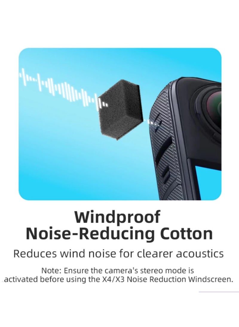 6Pack Noise Reduction Windproof Mic Covers for Insta360 X4/X3 Anti-Wind Foam Wind Muff for 360 X4 Microphone Reduce Wind Noise for Clear Audio Recording  - Image 3