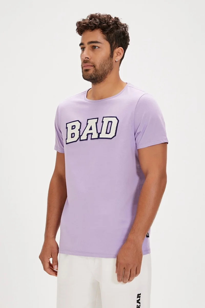 باد بير Felt Purple Printed Men's T-Shirt
