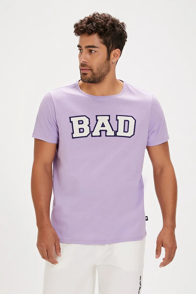 باد بير Felt Purple Printed Men's T-Shirt