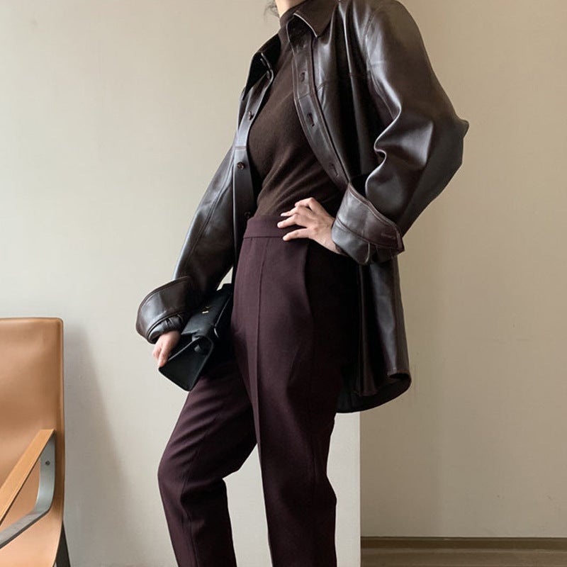 2023 Autumn Winter Chic Patched Trousers for Women Ivory - Image 3