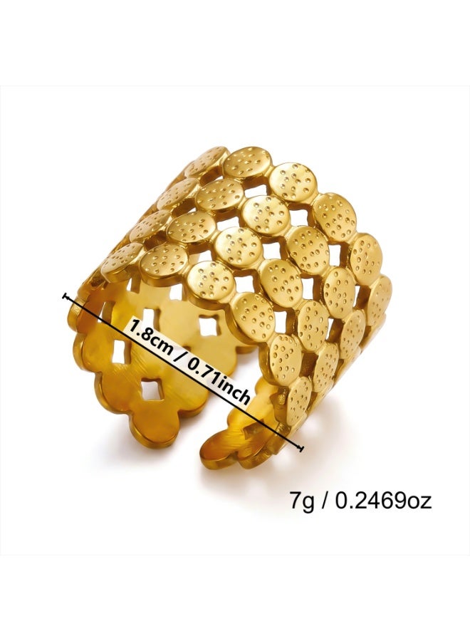 Gold Stackable Rings Set of 4 for Women | Vintage Chunky Statement Jewelry - Image 3