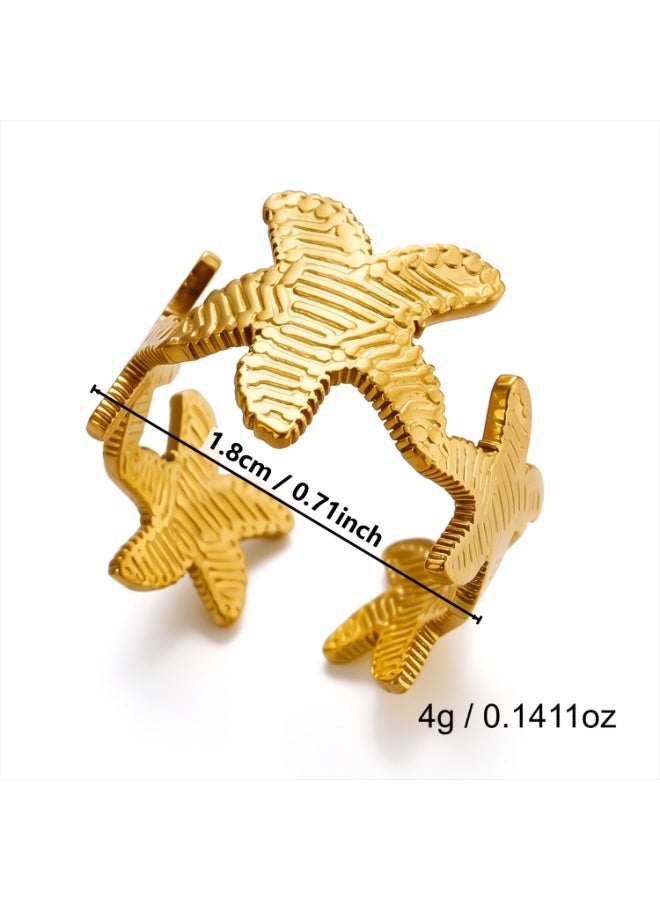 Gold Stackable Rings Set of 4 for Women | Vintage Chunky Statement Jewelry - Image 2
