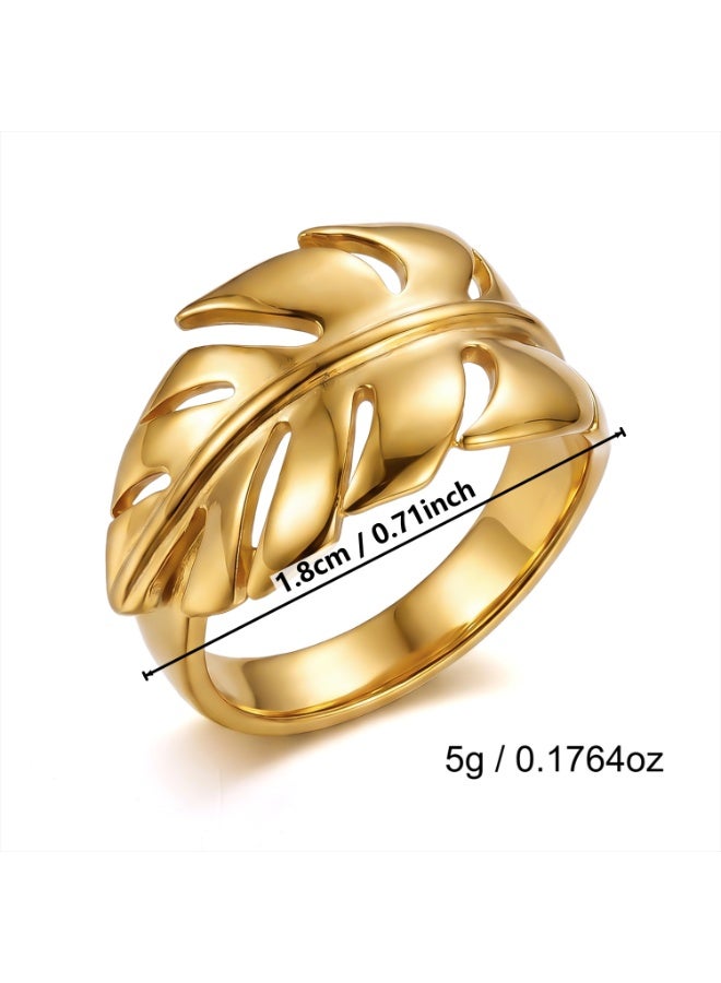 Gold Stackable Rings Set of 4 for Women | Vintage Chunky Statement Jewelry - Image 5