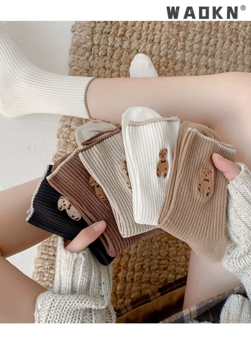 دبليو أيه أو كي أن 6 أزواج من الجوارب القطنية الأنيقة والمرحة للنساء فوق الكاحل، جوارب رياضية فضفاضة للنساء، جوارب قطنية مرنة غير رسمية، جوارب غير رسمية - مثالية للارتداء اليومي - Image 2