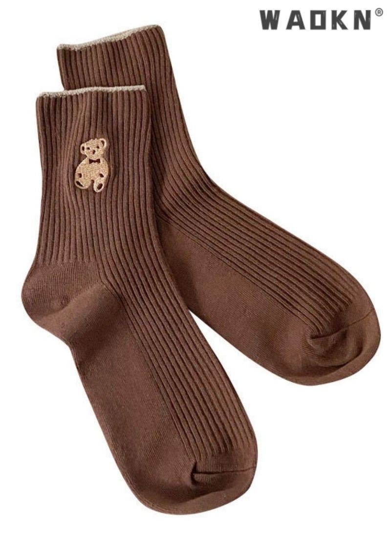 دبليو أيه أو كي أن 6 أزواج من الجوارب القطنية الأنيقة والمرحة للنساء فوق الكاحل، جوارب رياضية فضفاضة للنساء، جوارب قطنية مرنة غير رسمية، جوارب غير رسمية - مثالية للارتداء اليومي - Image 3