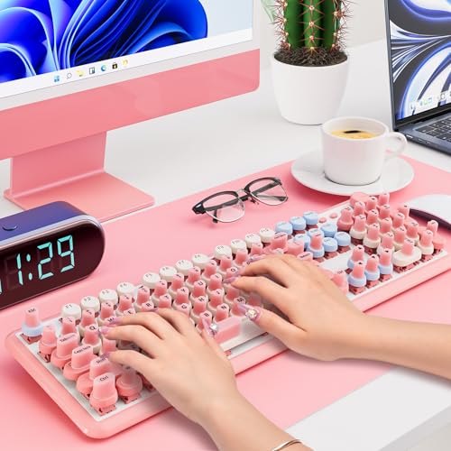 Udefineit 91PCS Long Nails Keyboard Stickers, Self-Adhesive Keyboard Bubbles for Long Nails Typing and Gaming, Heart-Shaped Silicone Keyboards Cover for Women Girls Nail Art PC Keyboards Caps - Pink - Image 2