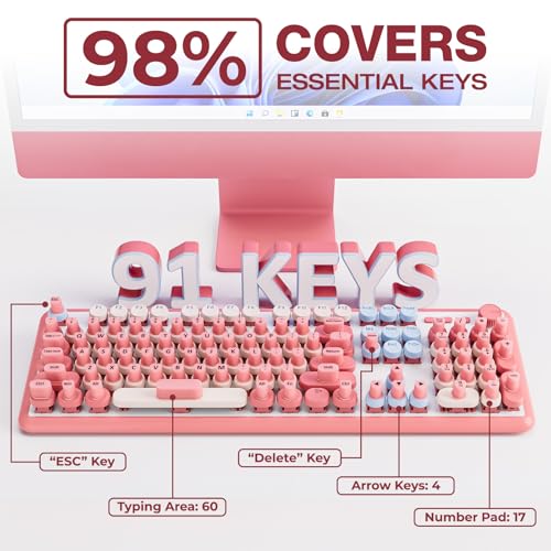 Udefineit 91PCS Long Nails Keyboard Stickers, Self-Adhesive Keyboard Bubbles for Long Nails Typing and Gaming, Heart-Shaped Silicone Keyboards Cover for Women Girls Nail Art PC Keyboards Caps - Pink - Image 5