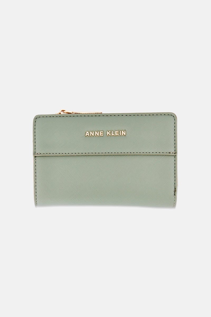 ANNE KLEIN Women Brand Logo Leather Slim Bifold Wallet, Olive - Image 1