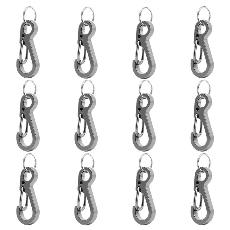 CooBigo 12 Sets Small Carabiner Clip Metal Spring Snap Hooks 1 inch Mini Paracord Hanging Clips for Camera Strap Flashlight Key ChainGunBlack Long 25mm