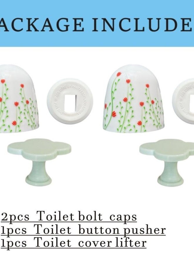 Beaspecal 2Pcs Toilet Bolts Cover with Elegant Colorful Parttern,Nature Flower Plant Toilet Bowl Bolts Covers for Bathroom Decoration 2Pcs Toilet Replacement -4Pcs/Pack - Image 4