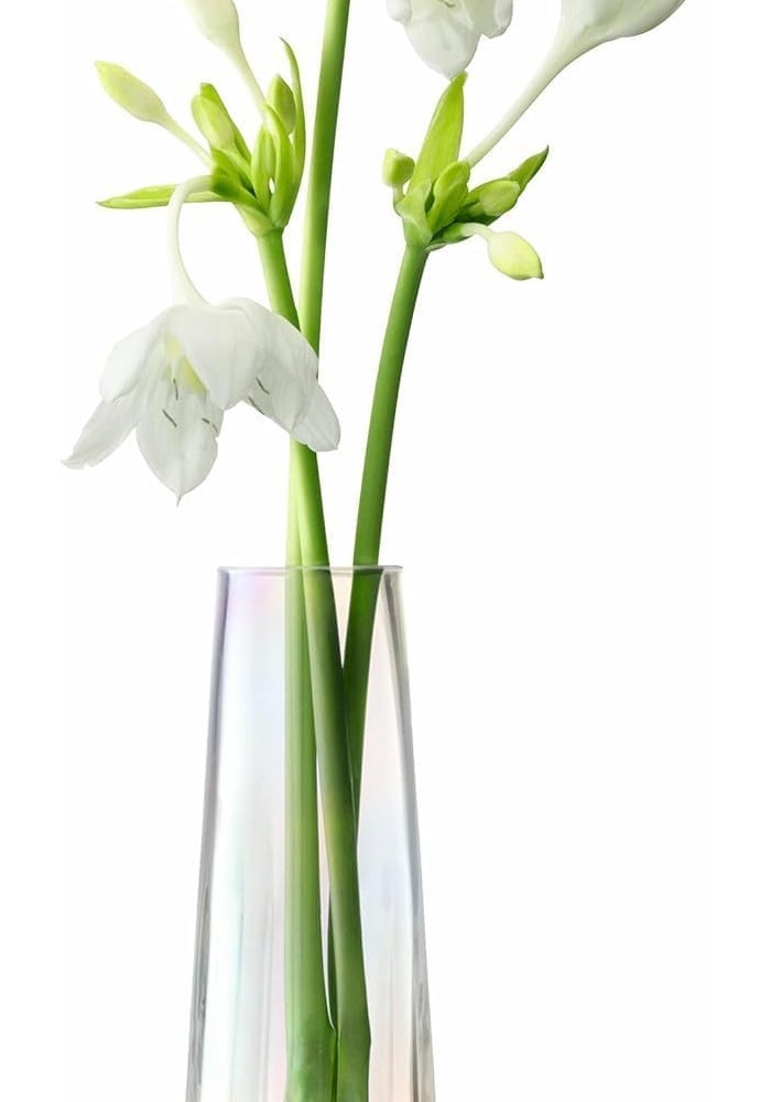 LSA Mother of Pearl Glass Vase with Pink & White Roses H20cm - Image 1