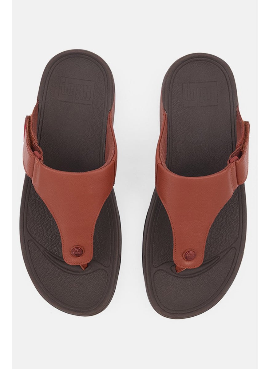 FitFlop - Men Velcro Leather Sandals Dark Tan - Image 1