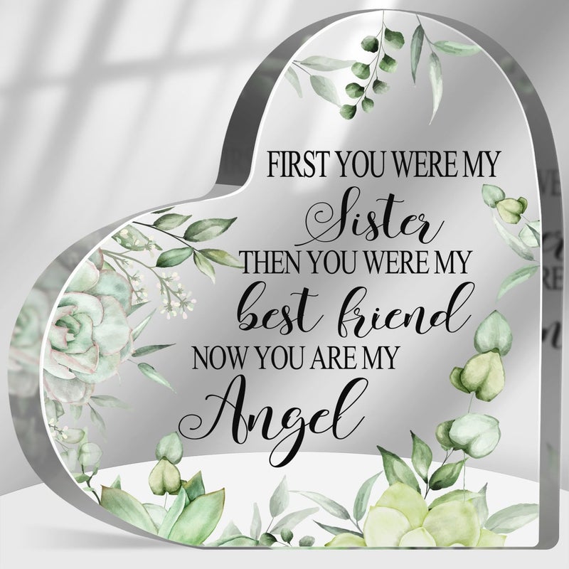 MUNLICAR Sympathy Gifts for Loss of Sister, Memorial Gifts for Friends Women Female, In Memory of Sister Plaque, Bereavement Condolences Grief Gifts, Funeral Remembrance Decor Ornament Sign - Image 1
