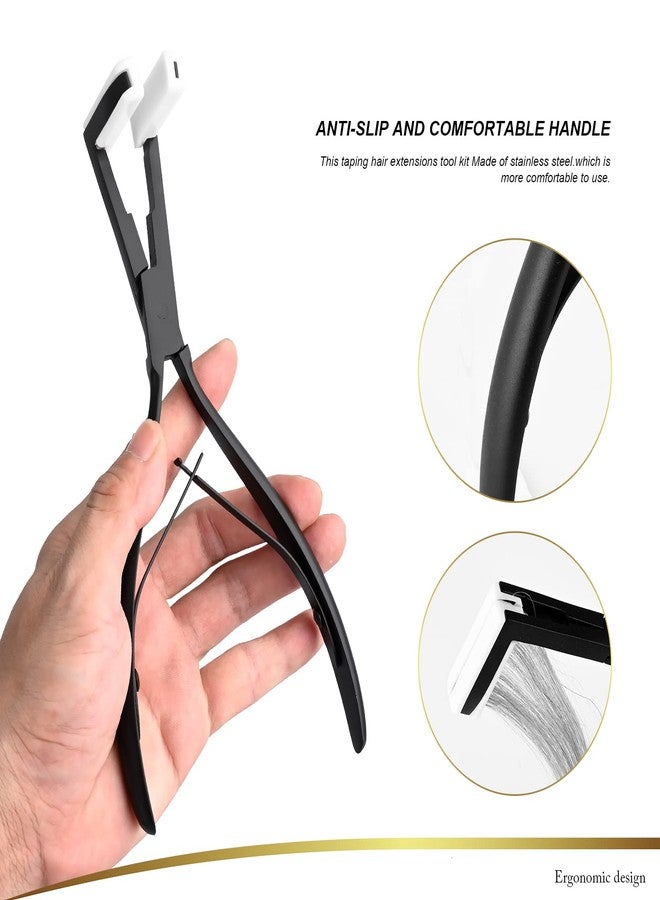 EHDIS Hair Extensions Tools Kit Tape in Hair Extensions Pliers Flat Surface Hair Sealing Pliers with Double-Sided Hair Extension Replacement Tape Lace Front Wig Adhesive Tape Roll Tape Scraper Tool - Image 2