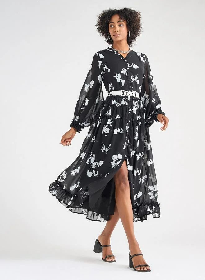 Splash FAV Floral Chiffon Midi Dress