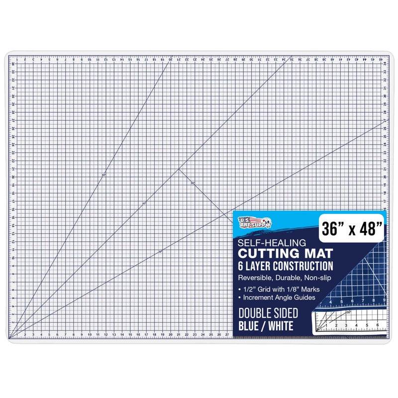 US Art Supply 36 x 48 SelfHealing Cutting Mat 5Ply  DoubleSided WhiteBlue Craft Mat NonSlip Cutting Mats for Crafts Sewing Quilting Scrapbooking